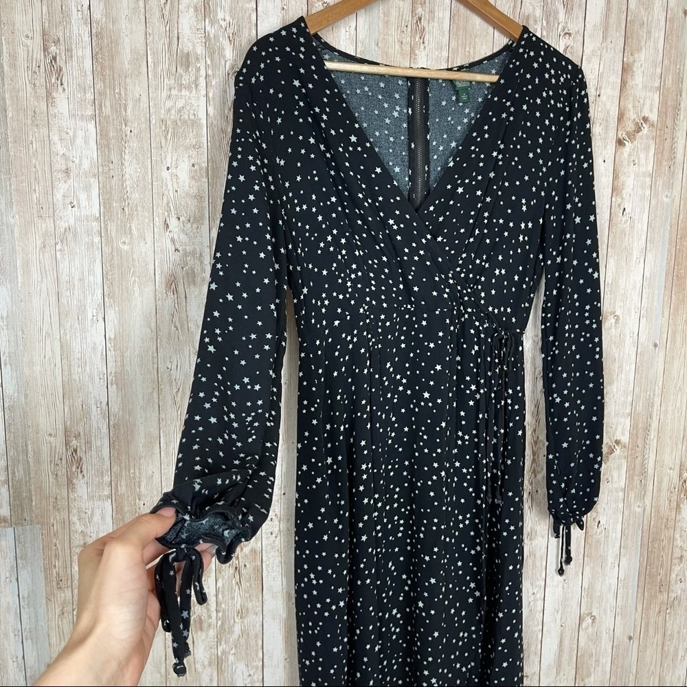 Wild Fable Long Sleeve Star Print Wrap Dress Sz M - Picture 3 of 10
